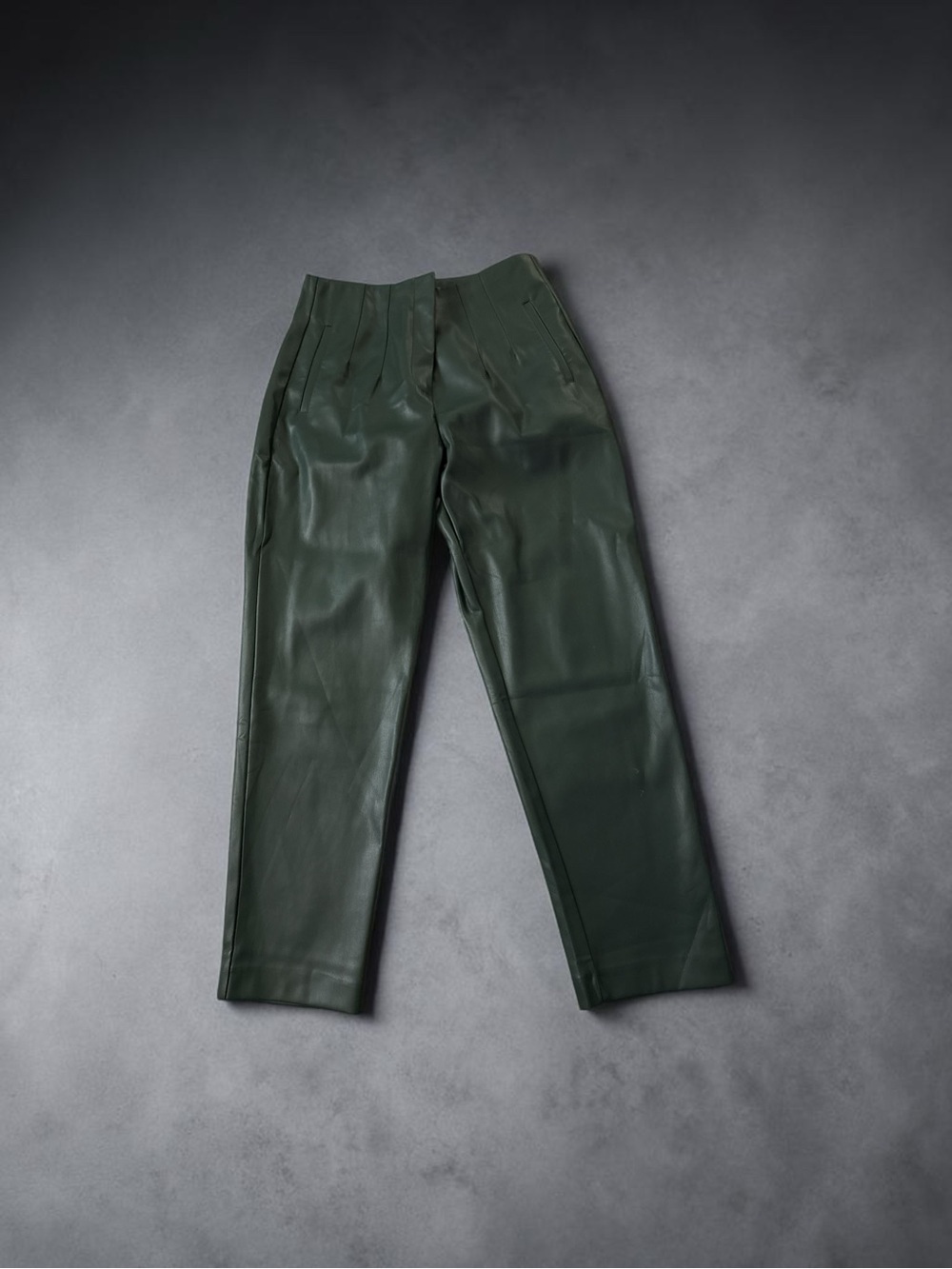 Timing Dark Green Straight Leg Faux Leather Pants